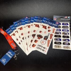 New Baltimore Orioles & Ravens MLB NFL Face Cals Sheet Eye Black Sheet Keychain